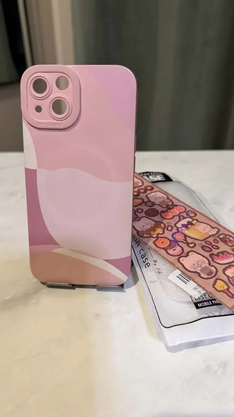 YKCZL Pink Abstract MagSafe Case – iPhone 13 + Stickers